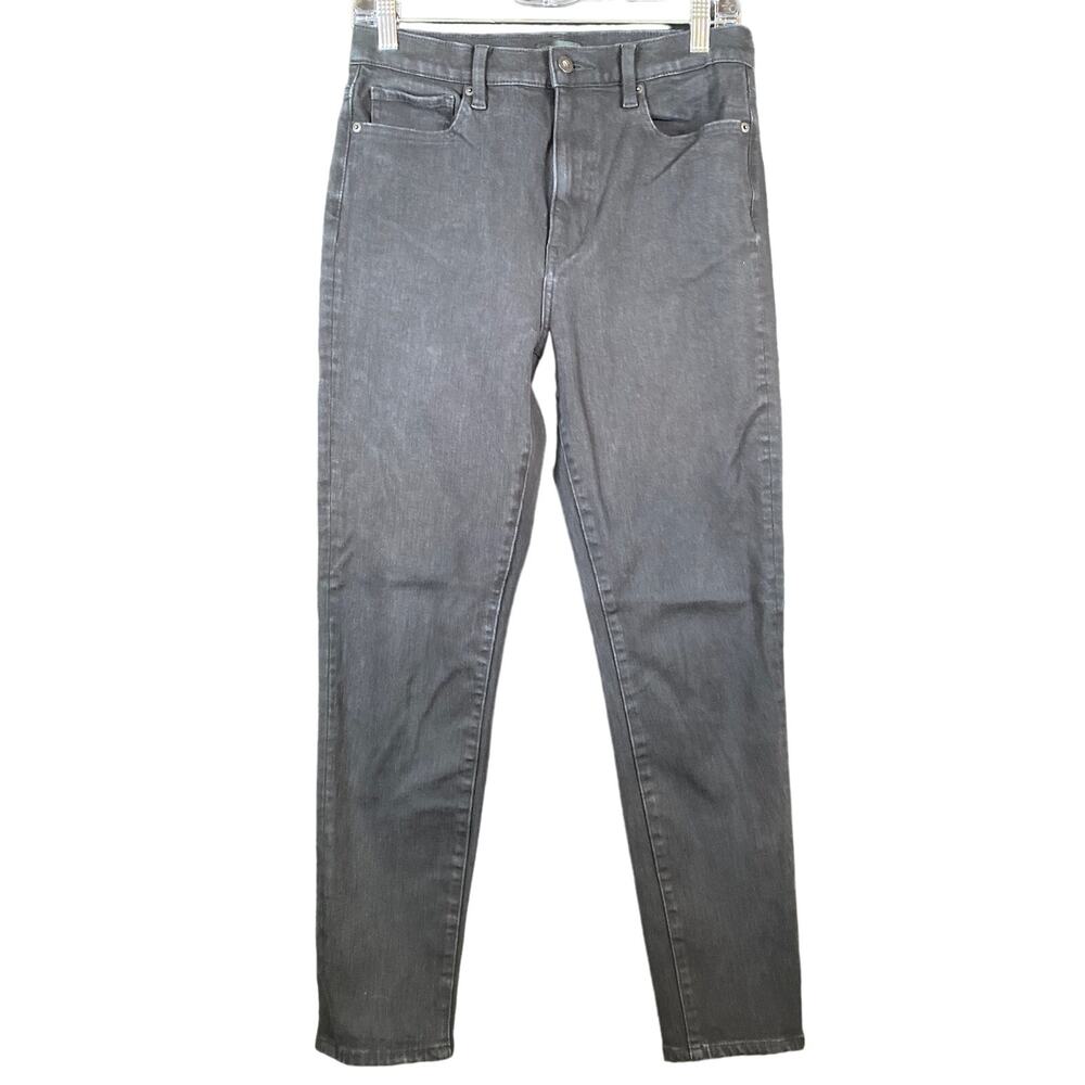 Uniqlo Womens Jeans Black Denim High Rise Ankle Cotton Polyester Blend Stretch 4